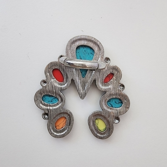 NEW Bohemian Statement Turquoise Multicolor Stone Silver Ring Adjustable - Picture 4 of 8